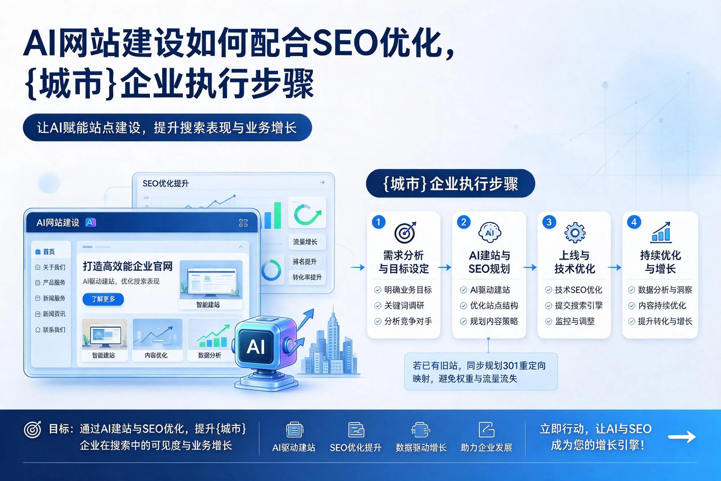 AI网站建设如何配合SEO优化，日照企业执行步骤