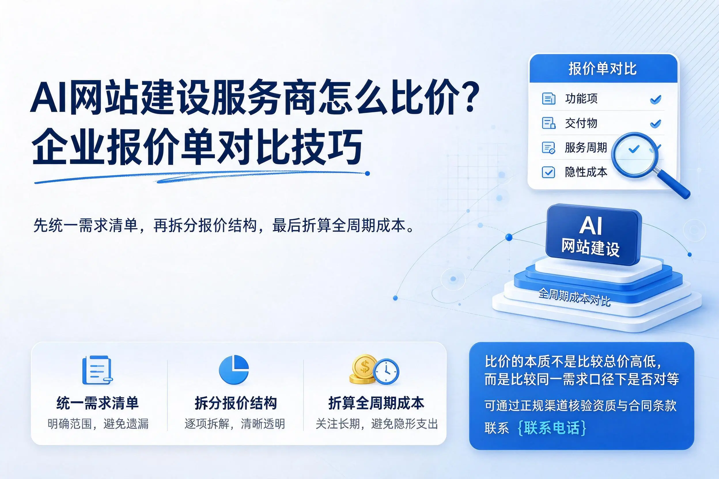 AI网站建设服务商怎么比价?日照企业报价单对比技巧